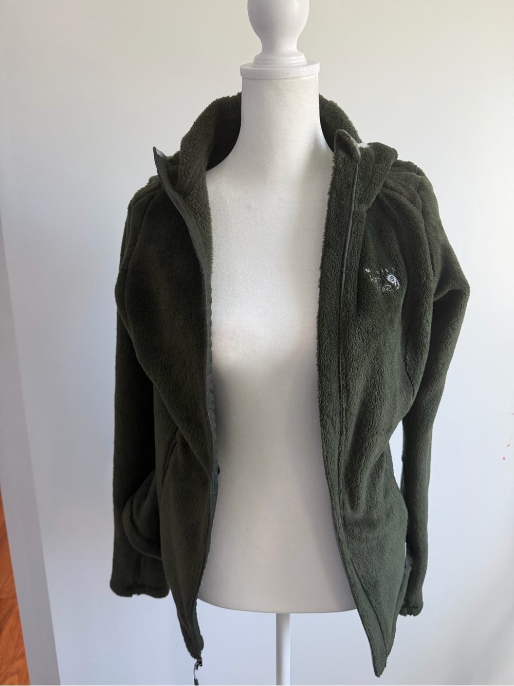 Mountain Hardwear Olive Green Teddy Fleece Jacket - Hooded Zip